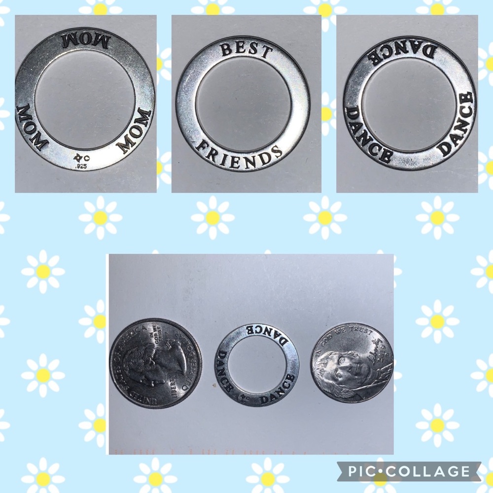 Sterling silver open circle charms Mom Dance Best Friend